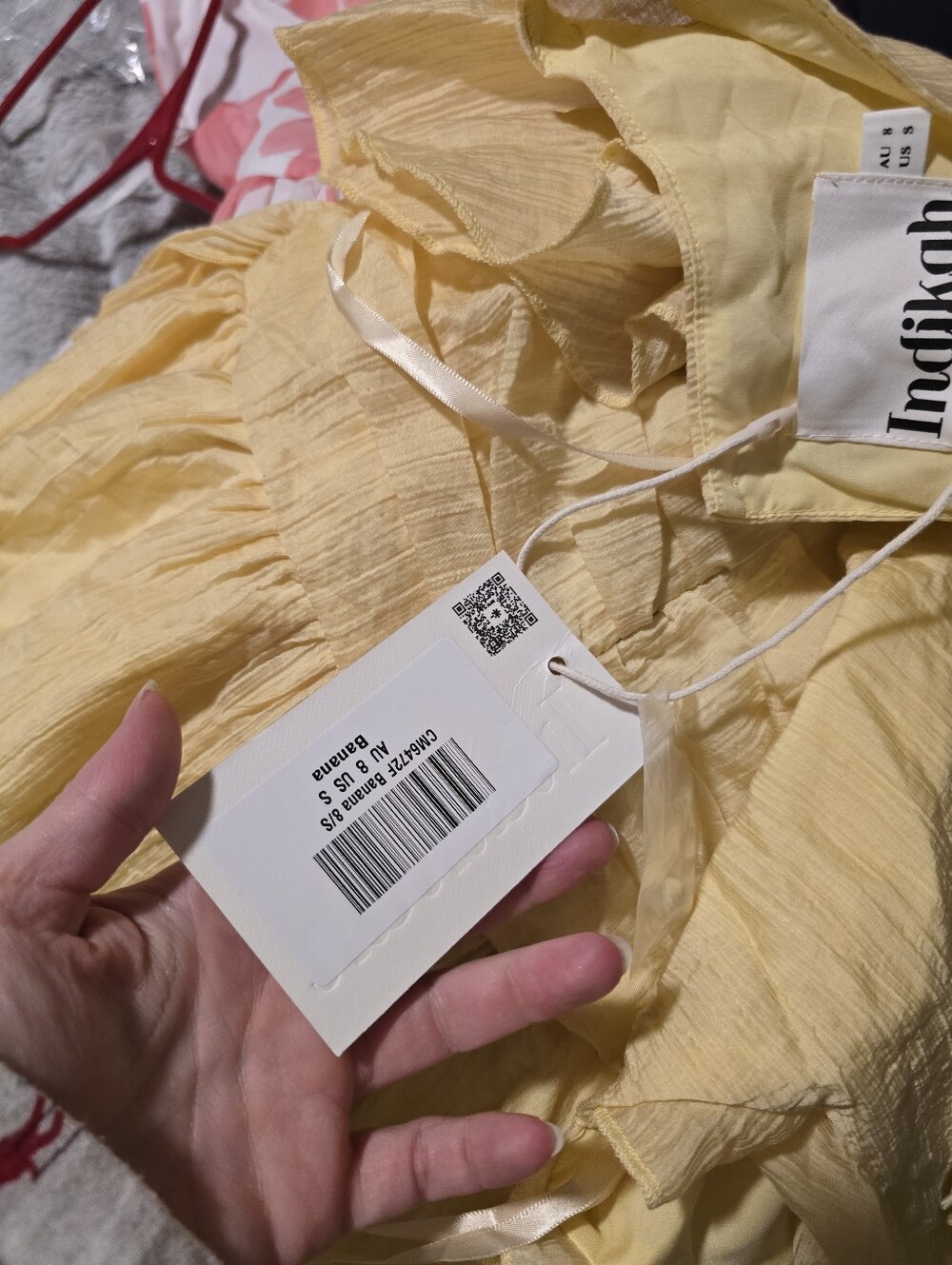 NWT Selfie Leslie Elsewhere Waist Bows Yellow V-Neck Flutter Sleeve Maxi Dress S - Picture 6 of 6
